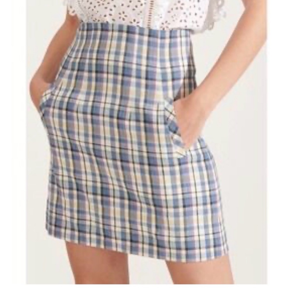 Veronica beard blue plaid Roman skirt size 2